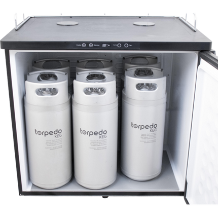 Komos Double-Wide Kegerator with Stainless Double T Bar Tower - 8 Tap