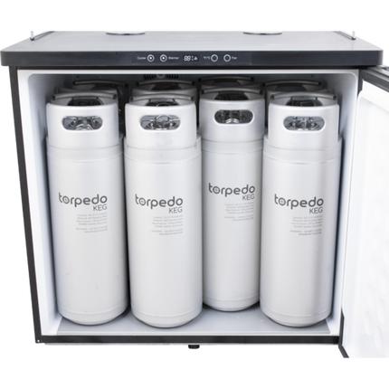 Komos Double-Wide Kegerator with Stainless Double T Bar Tower - 6 Tap