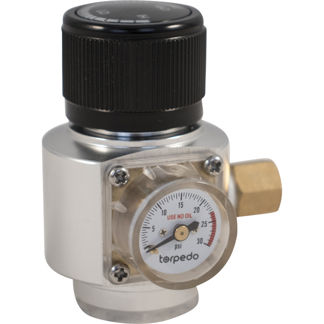 Torpedo Keg Mini CO2 Regulator w/ New Cartridge Inlet