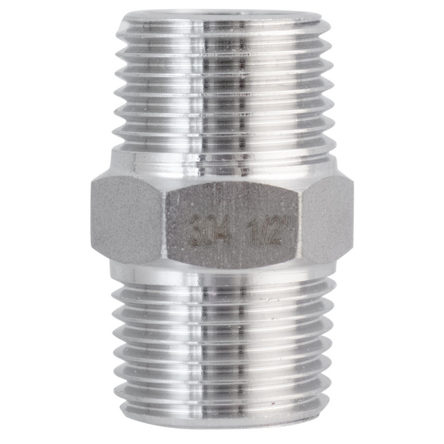 Stainless - 1/2 in. BSPT Hex Nipple