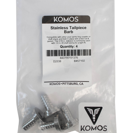 Komos - Stainless 5/16 in. Tailpiece - Pack of 4