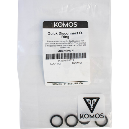 Komos - O-ring Gasket for Ball Lock or Pin Lock Quick Disconnect (QD) - Pack of 4