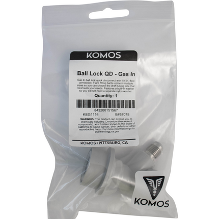 Komos - Ball Lock Quick Disconnect (QD) - Gas In (GRAY) - CM Becker - Flare