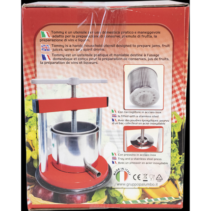 Palumbo - Small Fruit Press - Red "Tommy" - Enameled & Stainless Steel