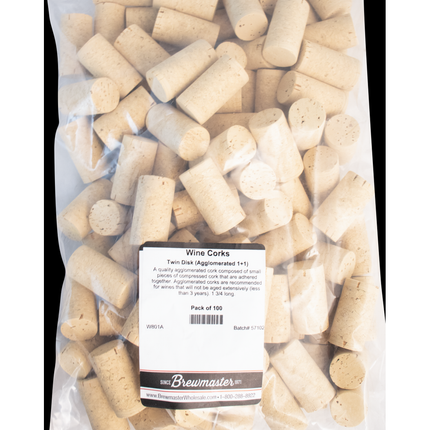 Wine Corks | 1.75 | 24x44 | Molinas Premium Twin Disc (1+1) | Agglomerated with Solid Ends - PLACEHOLDER