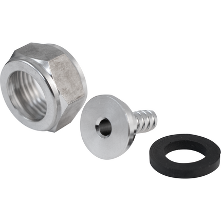 Komos - Stainless 1/4 in. Tailpiece, Hex Nut and Gasket
