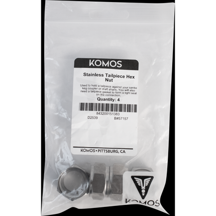 Komos - Stainless Tailpiece Hex Nut - Pack of 4