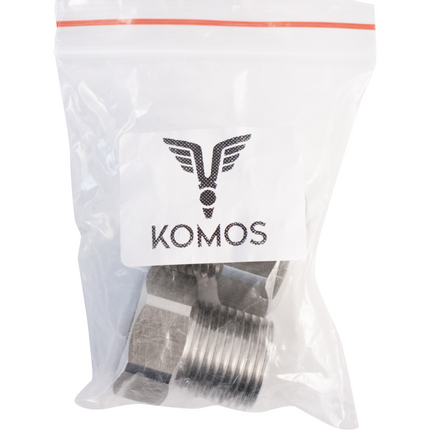 Komos - Stainless - 1/2 in. Male BSP x Female Beer Thread (5/8 in. BSP) Adapter - 2 Pack