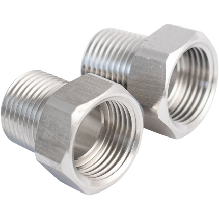 Komos - Stainless - 1/2 in. Male BSP x Female Beer Thread (5/8 in. BSP) Adapter - 2 Pack