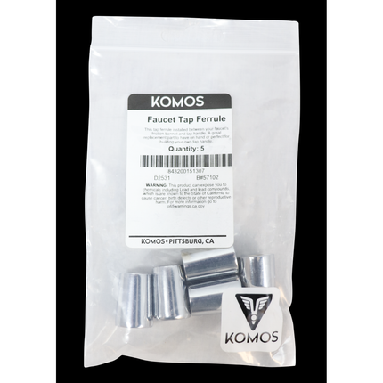 Komos - Chrome Beer Faucet Tap Ferrule - Pack of 5