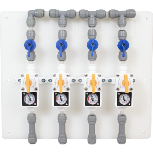 Duotight Draft Regulator Board - 4 Way - w/ Shut Off Valves