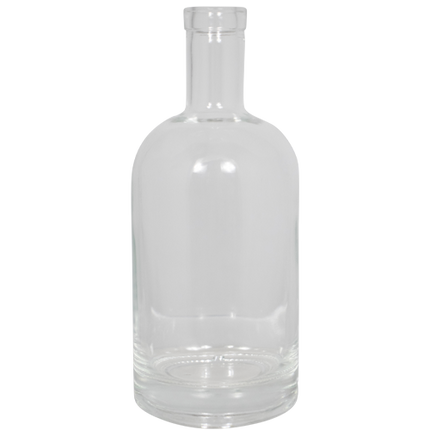 750 mL Flint Glass Spirit Bottle w/ Black Synthetic Cork