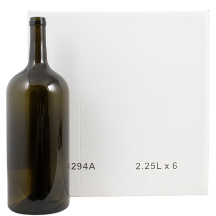 2.25L Antique Green Bordeaux Farro Glass Wine Bottles, Punted - Case of 6 - PLACEHOLDER