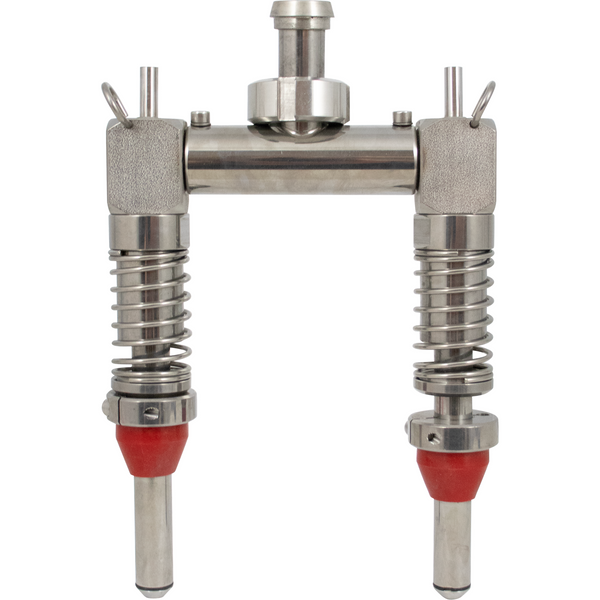 EnoItalia | Large Format Bottle Filling Head | 2 Spout | For Gravity Wine Bottle Fillers