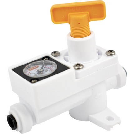 Duotight In-Line Plastic Regulator w/ Integrated Pressure Gauge (0-150 psi) - 6.35 mm