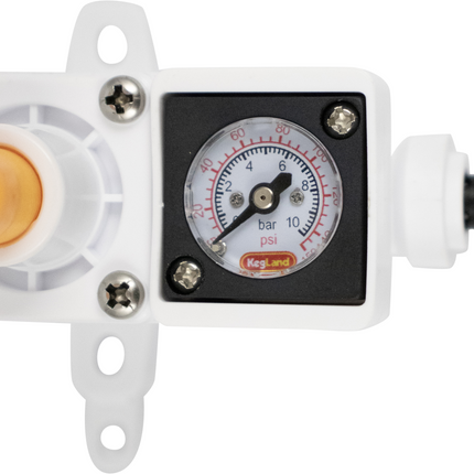 Duotight In-Line Plastic Regulator w/ Integrated Pressure Gauge (0-150 psi) - 6.35 mm