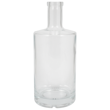 750ml High Flint/Clear Jersey Farro Glass Spirit Bottle, Round - Case of 12 - PLACEHOLDER