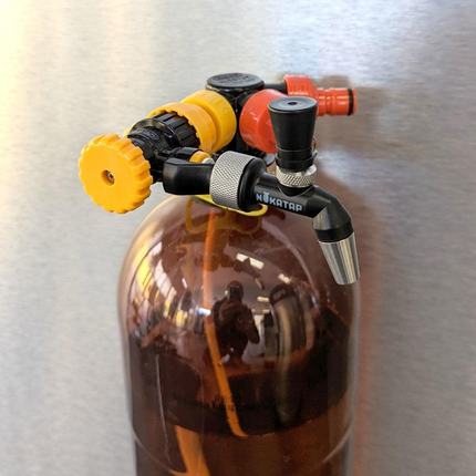 NukaTap Mini Faucet - Plastic - Matte Black - w/ FC Ball Lock Quick Disconnect (QD), Duotight Adapter, Self Closing Spring