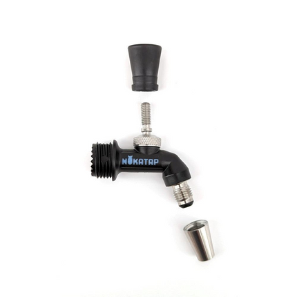 NukaTap Mini Faucet - Plastic - Matte Black - w/ FC Ball Lock Quick Disconnect (QD), Duotight Adapter, Self Closing Spring
