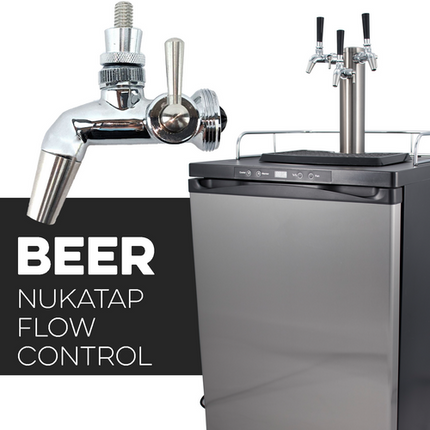 KOMOS® Kegerator | NukaTap® Stainless Steel Faucets | Fan Cooled Stainless Tower | Digital Thermostat | Casters | Regulator | Fits 1 Half Barrel Keg or 4 Corny Kegs