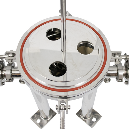 BevBright 316 Electro Polished S/S Cartridge Filter Housing - 30 in. - 3 Module Capacity - with fitting