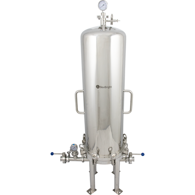 BevBright Stainless Steel Lenticular Filter Housing - 12 in. - 3 High - with fittings