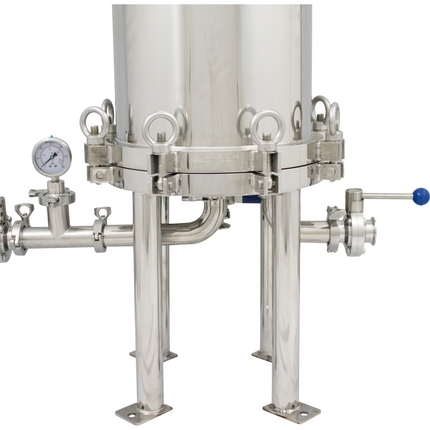 BevBright Stainless Steel Lenticular Filter Housing - 12 in. - 3 High - with fittings