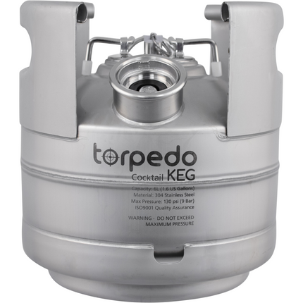 Torpedo Cocktail Keg | US D-Style Spear | Stainless Steel Keg | Low2 Keg Lid O-Ring | Superior Oxygen Barrier Properties - Return