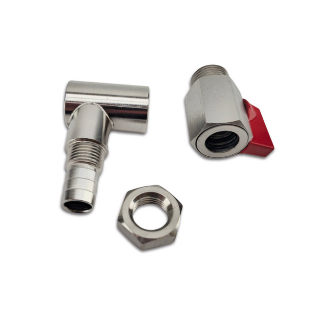 Brewzilla - Gen 4 - Sight Glass Stainless Steel Connection Kit (Ball valve & Elbow)