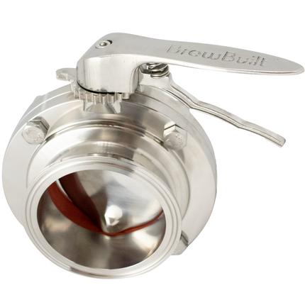 BrewBuilt - 3 in. T.C. Butterfly Valve with BrewBuilt Handle - Polished