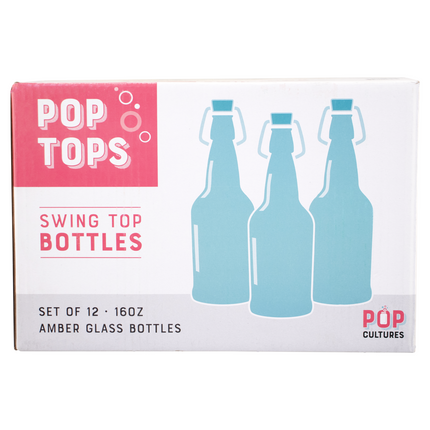 PopTops Bottles - 16 oz Amber Swing Top (Qty 12) - PLACEHOLDER