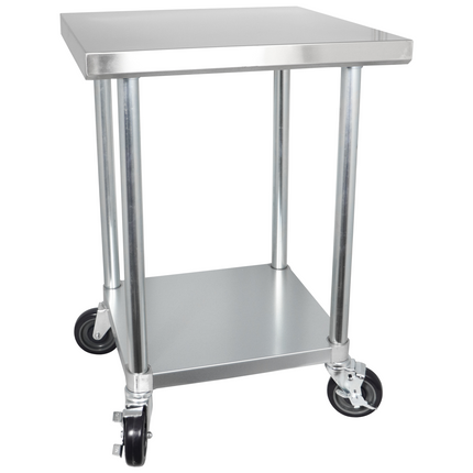 Stainless Steel Work Table | 24" x 24" | 400 lb Capacity | Rolling Casters - Items