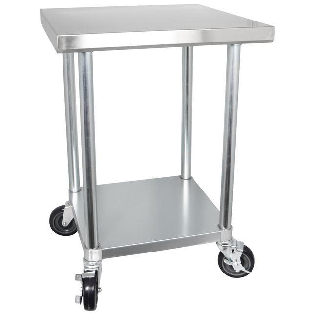 Stainless Steel Work Table | 24" x 24" | 400 lb Capacity | Rolling Casters - Items