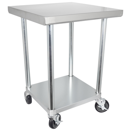 Stainless Steel Work Table | 24" x 24" | 400 lb Capacity | Rolling Casters - Items