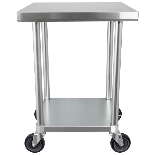 Stainless Steel Work Table | 24" x 24" | 400 lb Capacity | Rolling Casters - Items