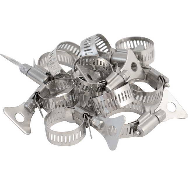 Komos - Stainless Butterfly Hose Clamps - 0.55 in. - 0.98 in. (14-25mm) - 10 Pack