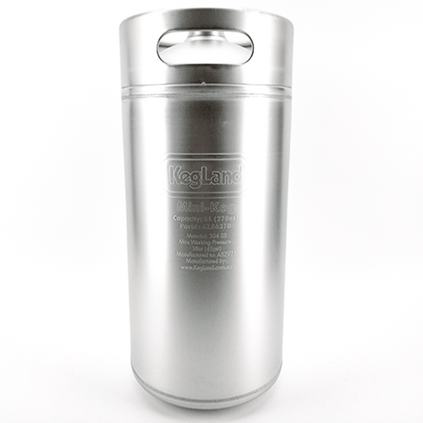 KegLand Mini Keg | Stainless Pressurizable Beer Keg | 8L | 2.1 Gallon