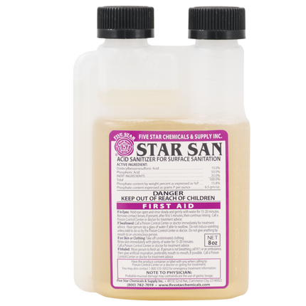 Five Star | Star San Sanitizer | Acid-Based Sanitizer | High Foaming | Flavorless, Odorless, & Non-Toxic