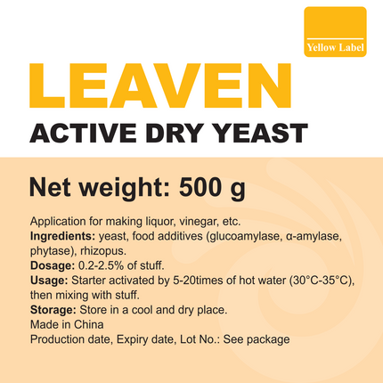 Angel Yeast - Dry Yeast - Yellow Label - 500 g