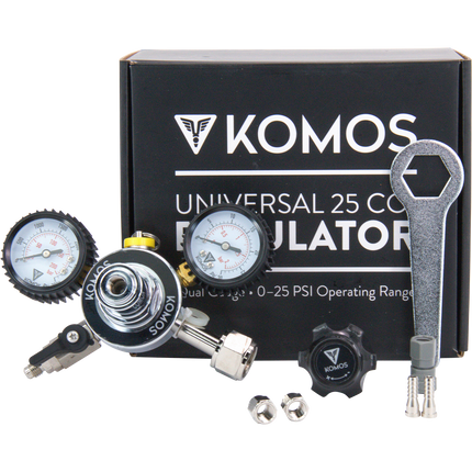 KOMOS Universal 25 - Dual Gauge CO2 Regulator - 25 psi