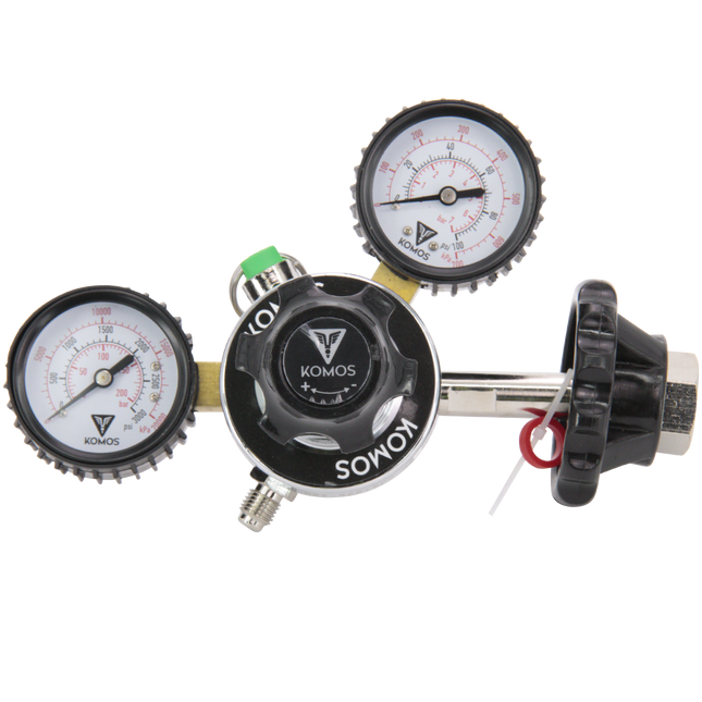 KOMOS Premium Dual Gauge CO2 Regulator - Tool-Free - 60 psi