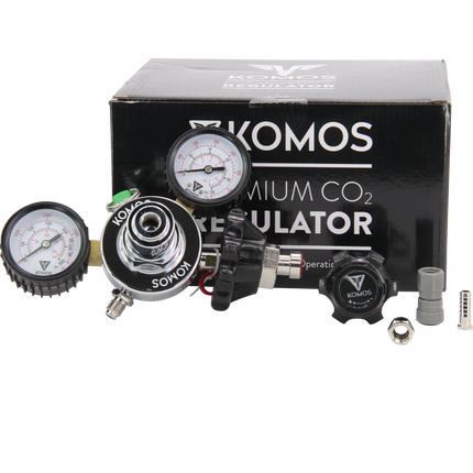KOMOS Premium Dual Gauge CO2 Regulator - Tool-Free - 60 psi