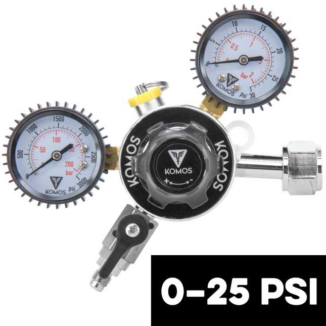 KOMOS Universal 25 - Dual Gauge CO2 Regulator - 25 psi