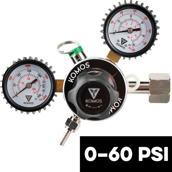 KOMOS® Premium Dual Gauge CO2 Regulator | 0–60 PSI