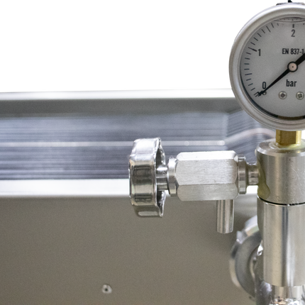 BevBright 20 Plate Filter, 40x40, 1.5" T.C. with Butterfly Valves and Double Filtration