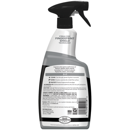 Weiman Stainless Steel 3-in-1 Clean + Shine + Protect - 22 oz Spray Bottle