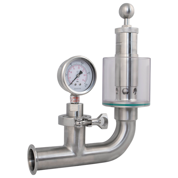 Tri-Clamp Spunding Valve | Integrated Pressure Gauge | Scaled Spunding Valve | Polycarbonate Liquid Cylinder | 2.2 BAR | 0-32 PSI | 1.5