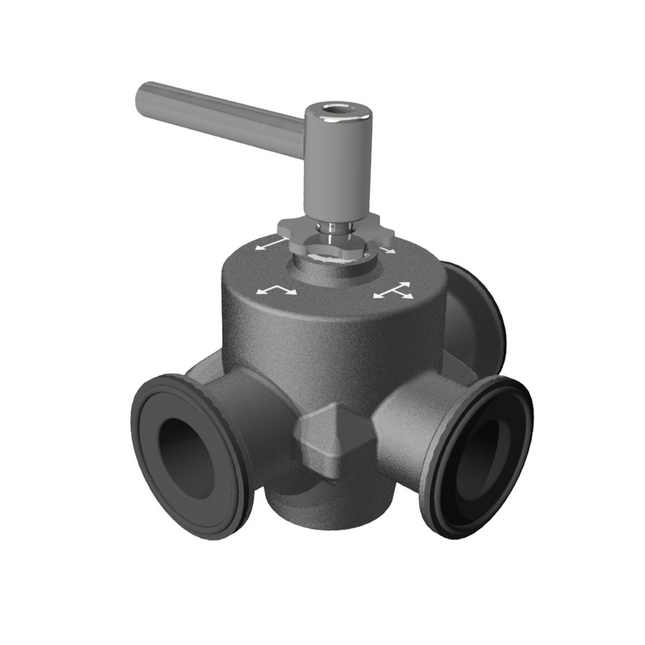 Brewtools - CleanCore 3-way valve, TC 1.5, POK - DN25, V-core, 1 bar
