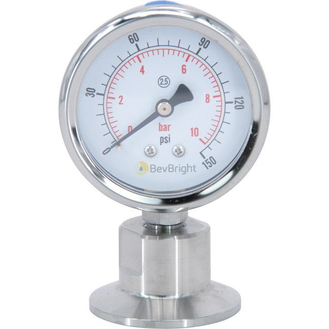 BevBright - Stainless - 1.5 in. T.C. Pressure Gauge (0-140 psi)