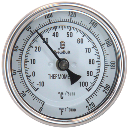 BrewBuilt - Thermometer - 1.5 in. T.C. - 3 in. Dial Face x 6 in. Probe